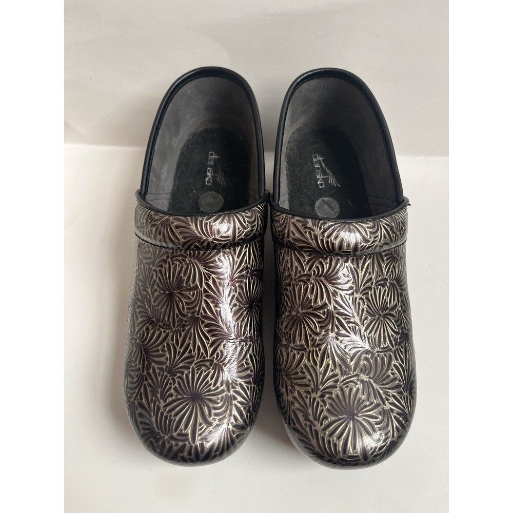 Dansko Professional Clogs EU 41 US 10.5-11 Metallic Floral Embossed
